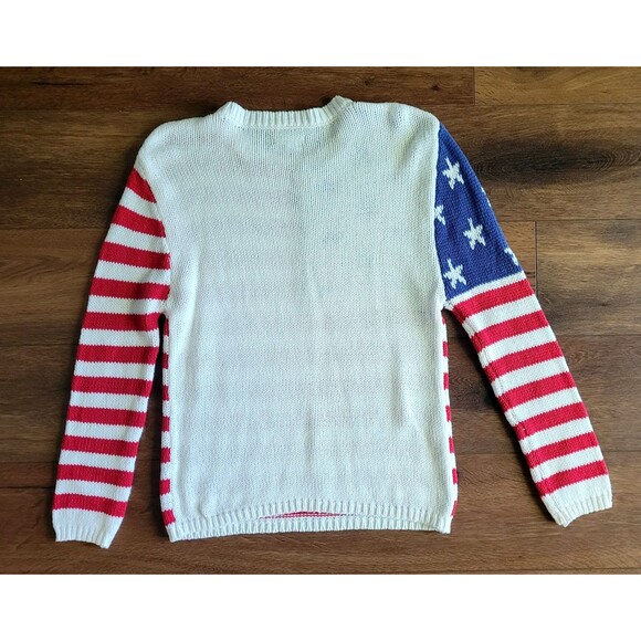 GRAYSON THREADS Sweater Flag Crew Neck Knit Small Lightweight Patriotic Pullover - Picture 2 of 11
